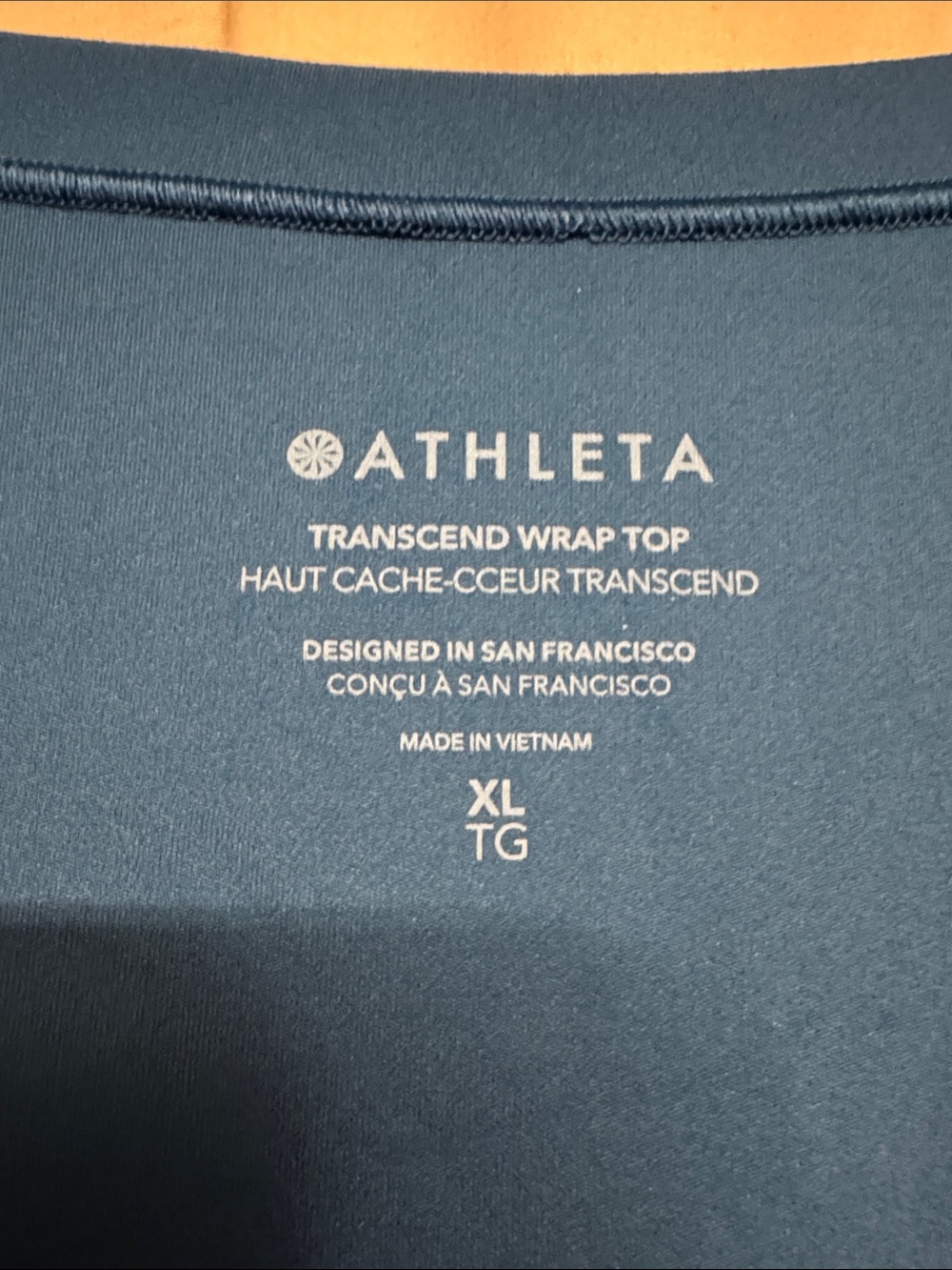 Athleta Transcend Long-Sleeve Wrap-Style Top, Size XL, Color Teal Blue - Picture 4 of 12